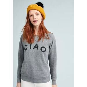 Anthropologie Sol Angeles Ciao Light Gray Grey Crewneck Sweatshirt Casual XS